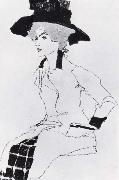Egon Schiele Portrait of a woman with a large hat Spain oil painting artist